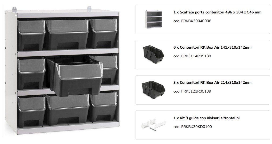 Scaffale porta minuteria Fami Visual Box con 36 cassetti basculanti